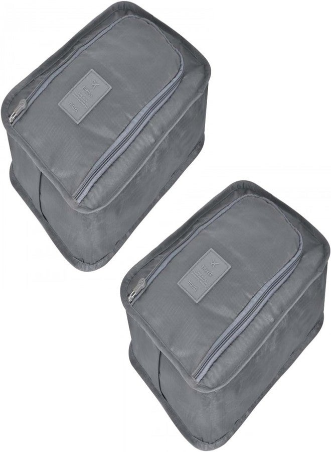 Potency Travel Shoe Bag, 2 Pack Foldable Waterproof Shoe Pouches with Zipper Lightweight Portable Packing Bags Shoes Storage Organizers for Luggage (Grey) - Image 1